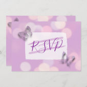 Lavender Butterflies Wedding RSVP Einladung (Vorne/Hinten)