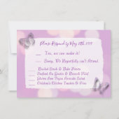 Lavender Butterflies Wedding RSVP Einladung (Rückseite)