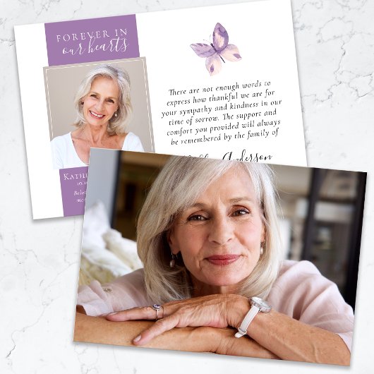 Lavender Butterfly Foto Beerdigung Danke Karten