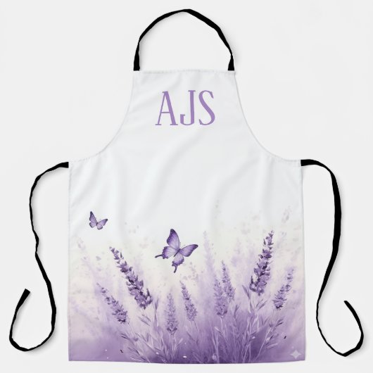 Lavender Butterfly Monogrammed Chef Schürze (Vorderseite)