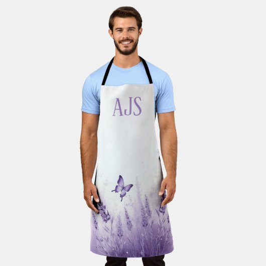 Lavender Butterfly Monogrammed Chef Schürze (Getragen)