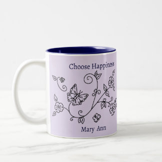 Lavender Butterfly Reminder Mug Zweifarbige Tasse