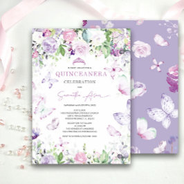Lavender Butterfly Themed Quinceanera Einladung
