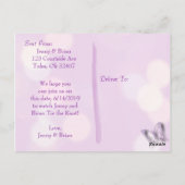 Lavender Butterfly Wedding Save the Date Postkarte (Rückseite)