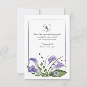 Lavender Calla Lilies Beileid Danke Karte