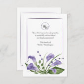 Lavender Calla Lilies Beileid Danke Karte (Vorne/Hinten)