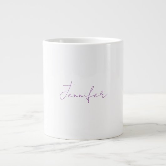 Lavender Calligraphy Elegant Schlichter Name Jumbo-Tasse (Vorderseite)