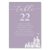 Lavender Castle Wedding Seating Plan Tischnummer (Rückseite)