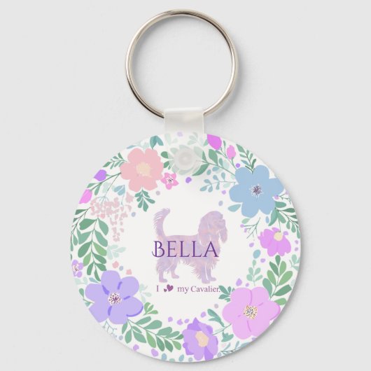 Lavender Cavalier King Charles Spaniel Custom Schlüsselanhänger (Vorderseite)