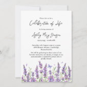Lavender Celebration of Life Funeral Invitation Einladung (Vorderseite)