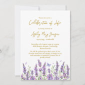 Lavender Celebration of Life Funeral Invitation Einladung (Vorderseite)