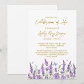 Lavender Celebration of Life Funeral Invitation Einladung (Vorne/Hinten)