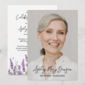 Lavender Celebration of Life Photo Funeral Einladung (Vorne/Hinten)