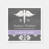 Lavender Chalkboard Caduceus Nurse Abschluss Serviette (Vorderseite)