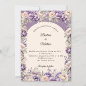 Lavender champagne cream floral arch wedding  einladung (Vorderseite)