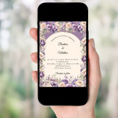 Lavender champagne cream floral arch wedding  einladung