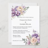 Lavender champagne cream floral wedding einladung (Vorderseite)