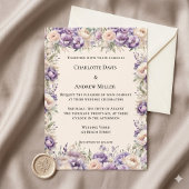 Lavender champagne cream floral wedding einladung