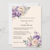 Lavender champagne cream floral wedding einladung (Vorderseite)