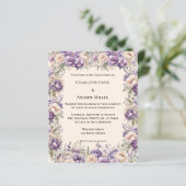 Lavender champagne cream floral wedding invitation (Stehend Vorderseite)
