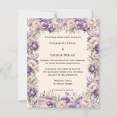 Lavender champagne cream floral wedding invitation (Vorderseite)