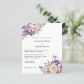 Lavender champagne cream floral wedding invitation (Stehend Vorderseite)