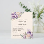 Lavender champagne cream floral wedding invitation (Stehend Vorderseite)