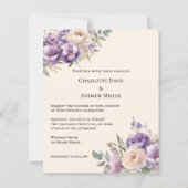 Lavender champagne cream floral wedding invitation (Vorderseite)