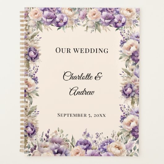 Lavender champagne floral wedding planer (Vorderseite)
