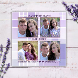 Lavender Checkered Foto Save the Date Magnet