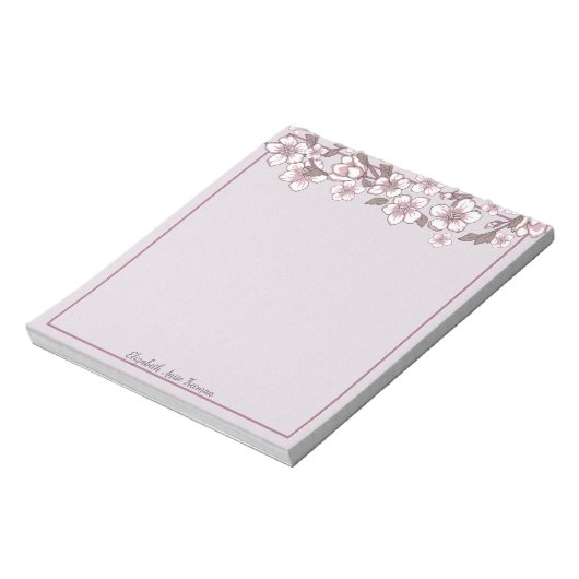 Lavender Cherry Blossom Personalisiert Notepad Notizblock (Rotiert)
