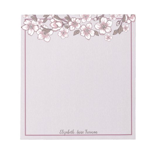 Lavender Cherry Blossom Personalisiert Notepad Notizblock (Vorderseite)