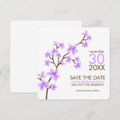 Lavender Cherry blüht Save the Date Einladung (Vorne/Hinten)