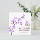 Lavender Cherry blüht Save the Date Einladung (Stehend Vorderseite)