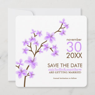 Lavender Cherry blüht Save the Date Einladung