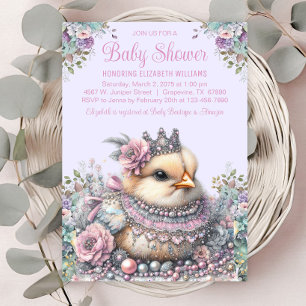 Lavender Chick Baby Dusche Einladung