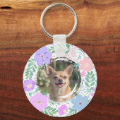 Lavender Chihuahua Silhouette Custom Name & Photo Schlüsselanhänger (Rückseite)