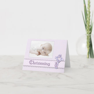 Lavender Christening Foto Einladung