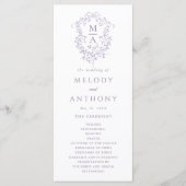 Lavender Classic Floral Crest Wedding Ceremony Programm (Vorderseite)