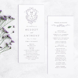Lavender Classic Floral Crest Wedding Ceremony Programm