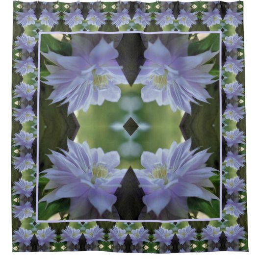 Lavender Clematis Blume in Trellis Duschvorhang (Vorderseite)