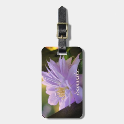 Lavender Clematis Blume in Trellis Personalisiert Gepäckanhänger (Vorderseite vertikal)