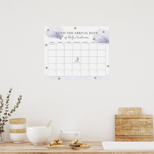 Lavender Clouds Sterne schätzen den Terminkalender Poster (Küche)
