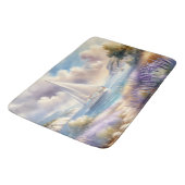 Lavender Coast Sailboat Wasserfarbe Szene Badematte (Schrägansicht)