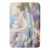 Lavender Coast Sailboat Wasserfarbe Szene Badematte (Vorderseite Vertikal)