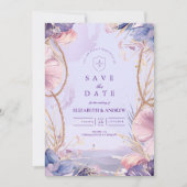 Lavender Coastal Seashell Rope Wedding Save The Date (Vorderseite)