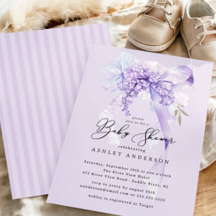 Lavender Coquette Bow Girl Babydusche Einladung