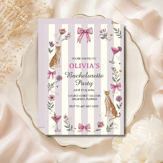 Lavender Coquette Cheetah Junggesellinnen-Abschied Einladung