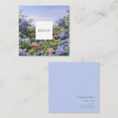 Lavender Coral Floral Meadow Square Frame Quadratische Visitenkarte (Vorne/Hinten)