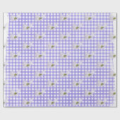 Lavender Cosmos Blume über Gingham Geschenkpapier (Flach)